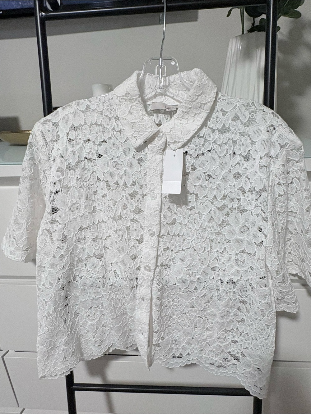 (NWT) LOFT White Lace Button-Front Women's Top